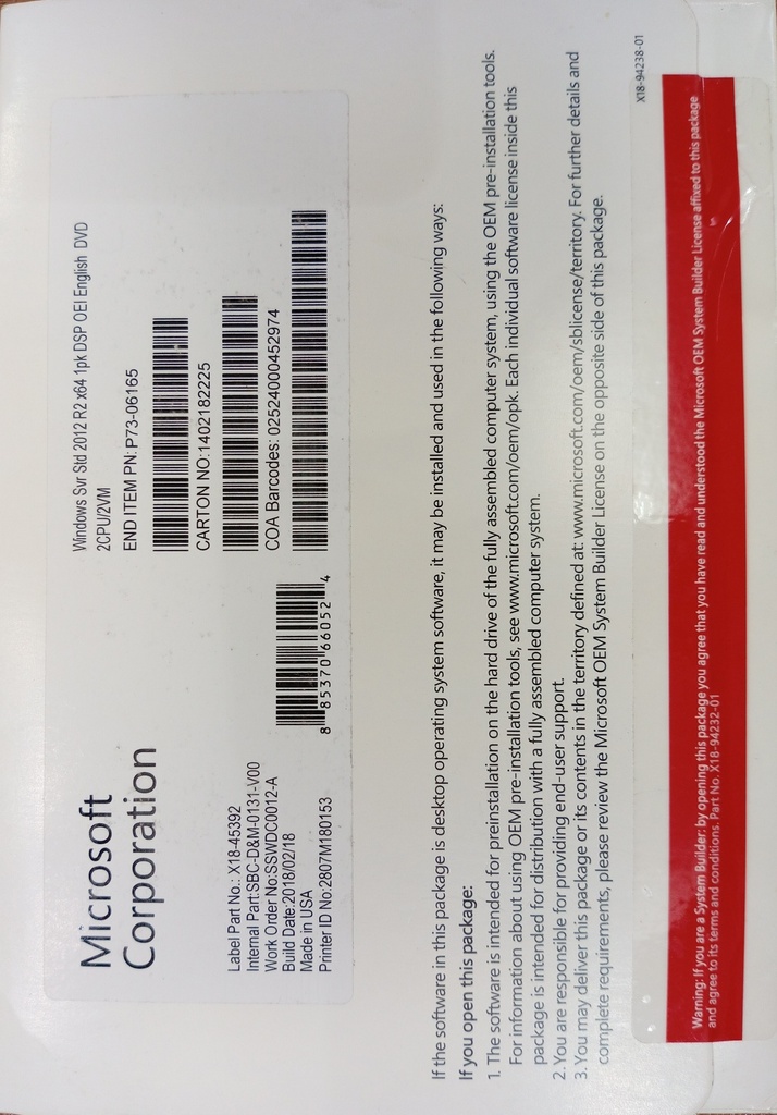 Licence Windows Server 2012 R2 x64 1pk DSP OEI English DVD 2CPU/2VM bon prix Douala, Cameroun