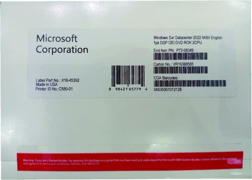 Licence Windows Server Datacenter 2022 64Bit English 1pk DSP OEI DVD ROK 2CPU bon prix Douala, Cameroun