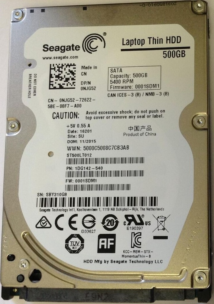 Disque Dur 2.5" SATA 500 Go SEAGATE - Pour PC Portable, Occasion, Fonctionnel
