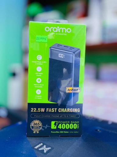 POWER BANK ORAIMO 40000mAh, bon prix Douala Cameroun